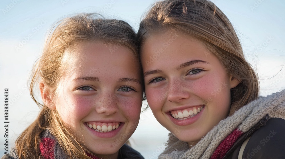 Two young women share a warm smile, radiating joy and connection.
Two young women share a warm smile, radiating joy and connection.