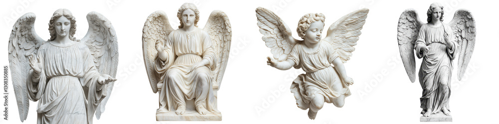 Mesmerizing collection of elegant and ornate angelic sculptures and statues depicting divine ethereal and celestial figures in tranquil monochrome tones Mesmerizing collection of elegant and ornate angelic sculptures and statues depicting divine ethereal and celestial figures in tranquil monochrome tones