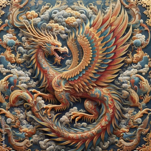 Wallpaper Mural Phoenix Brocade Another significant East Asian motif often paire Torontodigital.ca