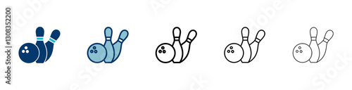 Bowling game Pin Icon vector isolated on white background. Bowling icon, ball and pin