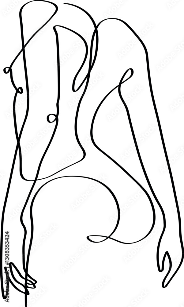 Minimalist Female Figure One Line Art Vector