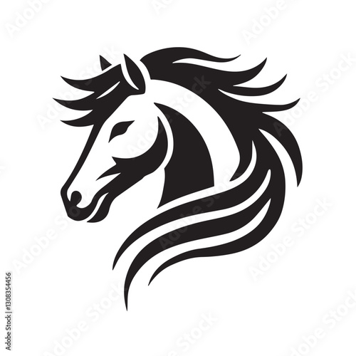 Wallpaper Mural Horse head silhouette vector on white background Torontodigital.ca
