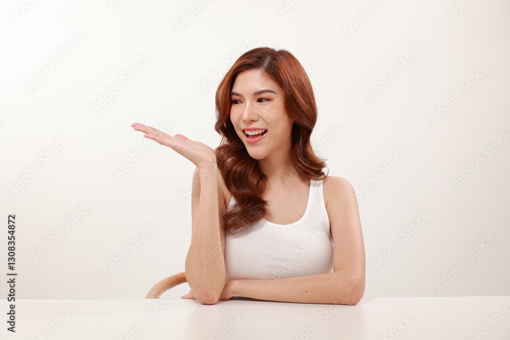 Beautiful Asian woman portrait, makeup, skin care, fresh, natural, Asian style makeup, hand-made look, white background Beautiful Asian woman portrait, makeup, skin care, fresh, natural, Asian style makeup, hand-made look, white background
