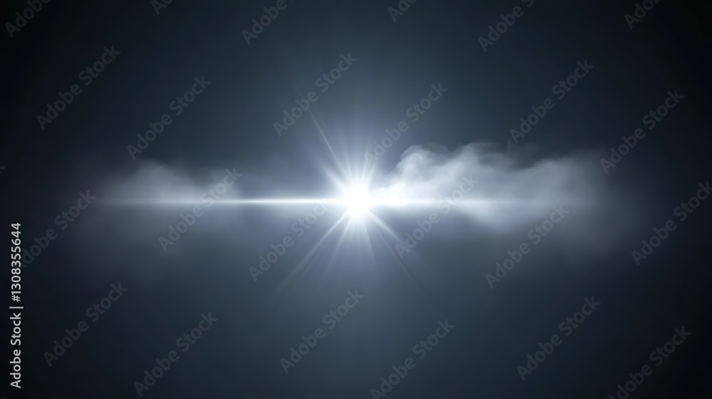 Obraz premium Ethereal starburst light emanating through misty atmospheric haze
