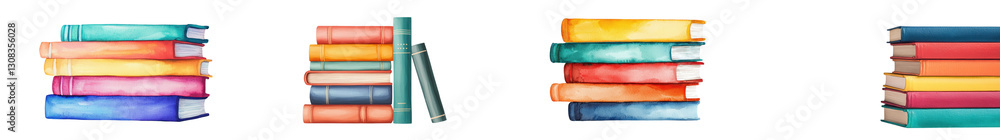 Obraz premium Vibrant piles of hardcover and paperback books in various colors shapes and sizes representing the abundance of literature education and knowledge This image could be used to symbolize learning