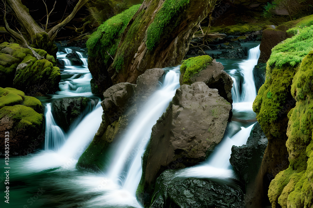 Fototapeta premium 岩肌の滝