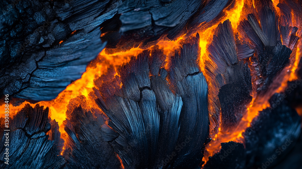 Burnt wood glows, fiery heart of fire, mesmerizing and intense display of nature raw power, capturing heat Burnt wood glows, fiery heart of fire, mesmerizing and intense display of nature raw power, capturing heat