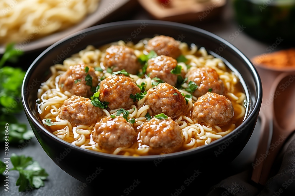 Meatball Ramen Soup Bowl Meatball Ramen Soup Bowl
