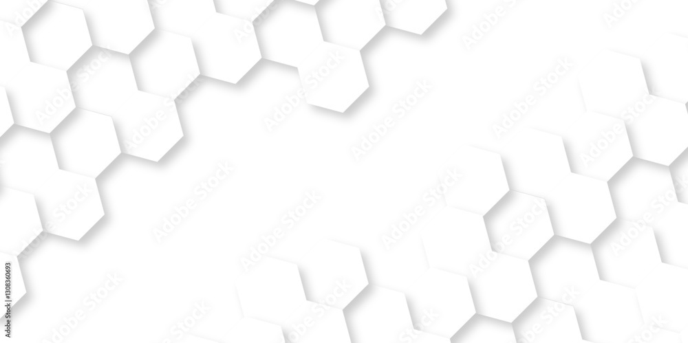 Obraz premium Seamless creative geometric Pattern of white hexagon white abstract hexagon wallpaper background. Futuristic abstract honeycomb mosaic white background. white hexagon geometric texture. 