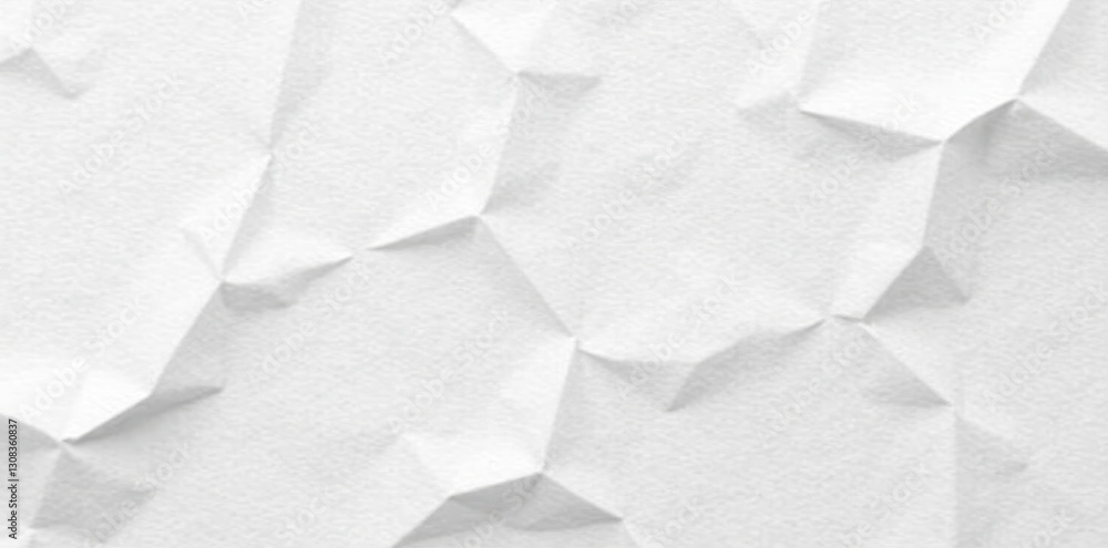 Obraz premium Slightly crumpled recycled white paper, soft light, minimal, crumpled, wrinkled
