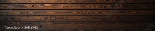 Horizontal wood slat wall, stained dark brown , brown, planks