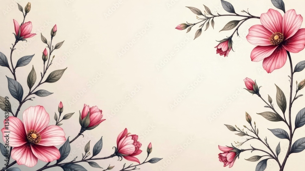 Obraz premium Elegant Pink Blossom Frame Delicate Floral Design for Invitations, Cards, and Announcements