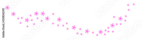 Many cherry blossoms are flying in  wind. Japanese cherry blossoms. Spring renewal of nature. Pink inflorescences. One icon isolated on white background.