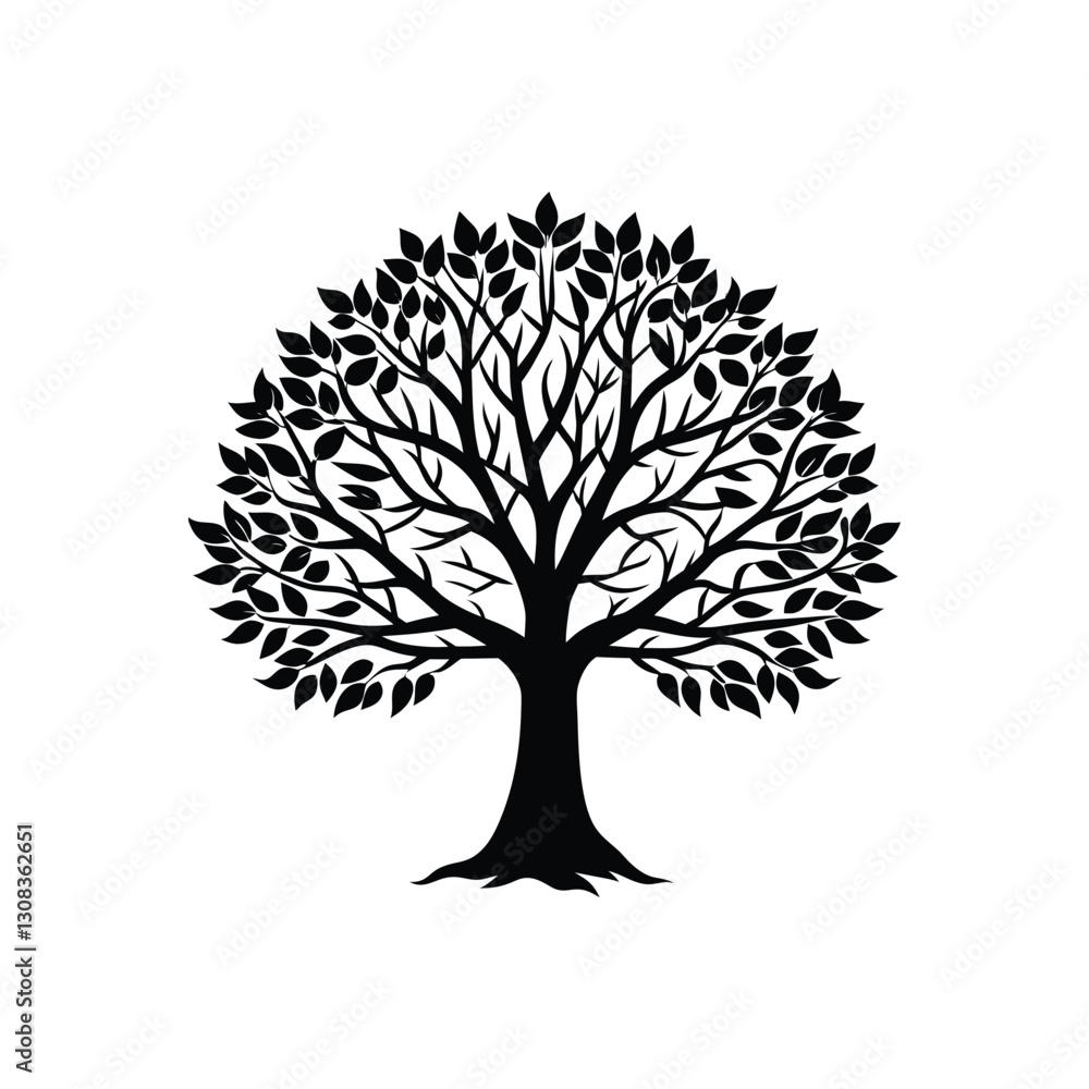 Obraz premium Beautiful tree silhouette isolated on white background