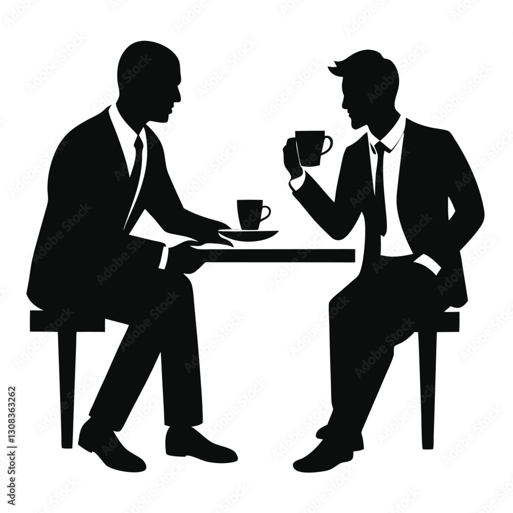 Obraz premium Business Discussion. Vector cartoon illustration in a flat style of a group of diverse people leading a discussion at a table near a whiteboard with charts and graphs. Isolated on background
