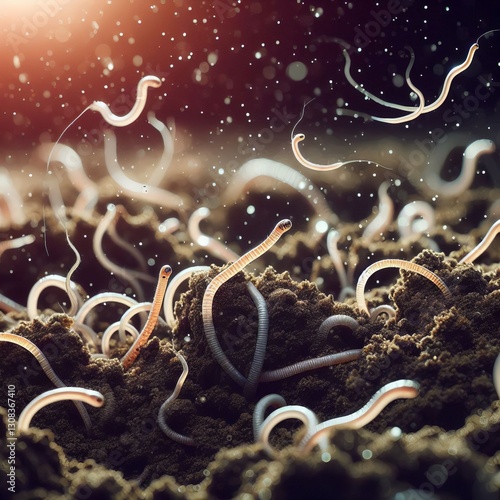 Nematode Burrows Tiny roundworms navigating through soil