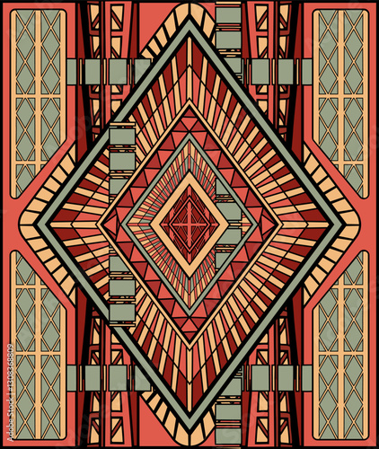 Casino Diamonds poker card art deco style, vector illustration