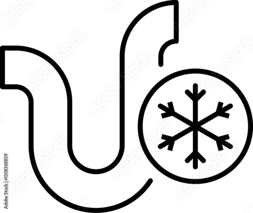 Frozen Pipe Minimalistic Thin Outline Icon for Web and Graphic Design, Apps, Banners, Social Network and Cards