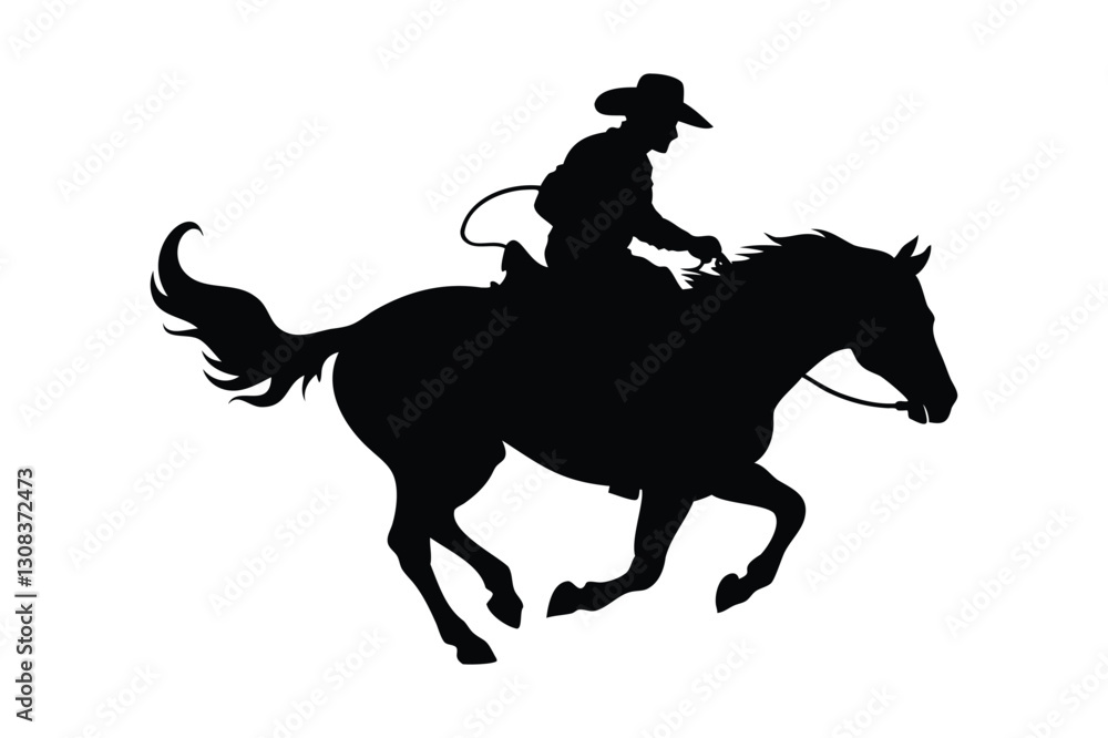 Rodeo show vector silhouette on white background Rodeo show vector silhouette on white background