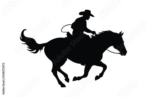 Rodeo show vector silhouette on white background
