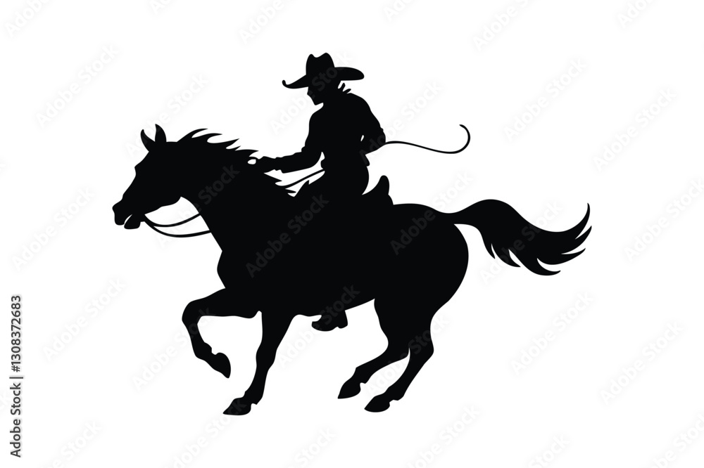 Rodeo show vector silhouette on white background Rodeo show vector silhouette on white background