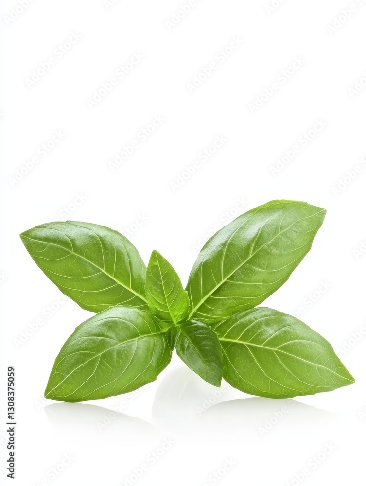 Fresh Basil Sprig Isolated on White - A vibrant sprig of fresh basil leaves, symbolizing freshness, culinary delight, healthy eating, natural flavor, and Italian cuisine Fresh Basil Sprig Isolated on White - A vibrant sprig of fresh basil leaves, symbolizing freshness, culinary delight, healthy eating, natural flavor, and Italian cuisine