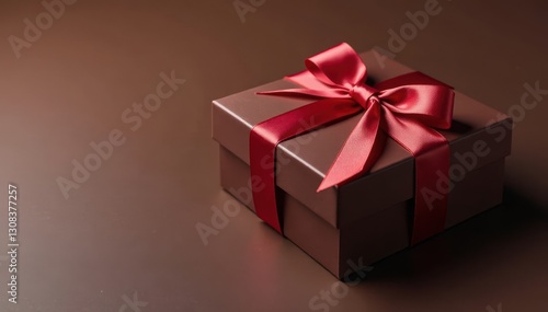 Elegant chocolate box with satin ribbon, isolated , white background, birthday, treat