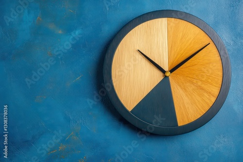 Wallpaper Mural Wooden clock, blue background, time management concept, website banner Torontodigital.ca