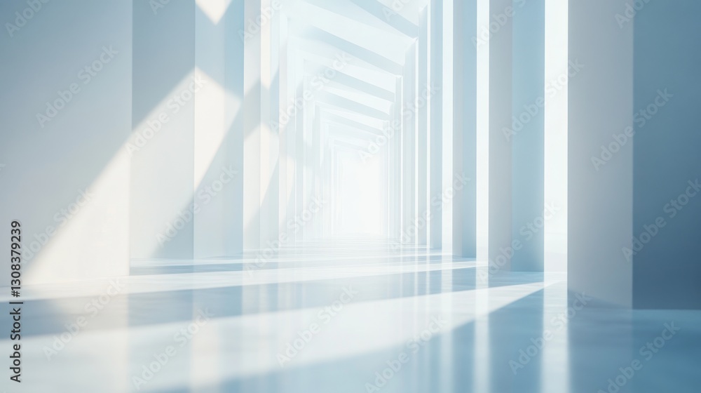 Fototapeta premium Abstract Light-Infused Corridor with Geometric Architectural Lines