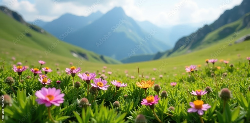 Tiny alpine flowers carpet a high-altitude meadow, alpine flowers, botanical photography, colorful Tiny alpine flowers carpet a high-altitude meadow, alpine flowers, botanical photography, colorful