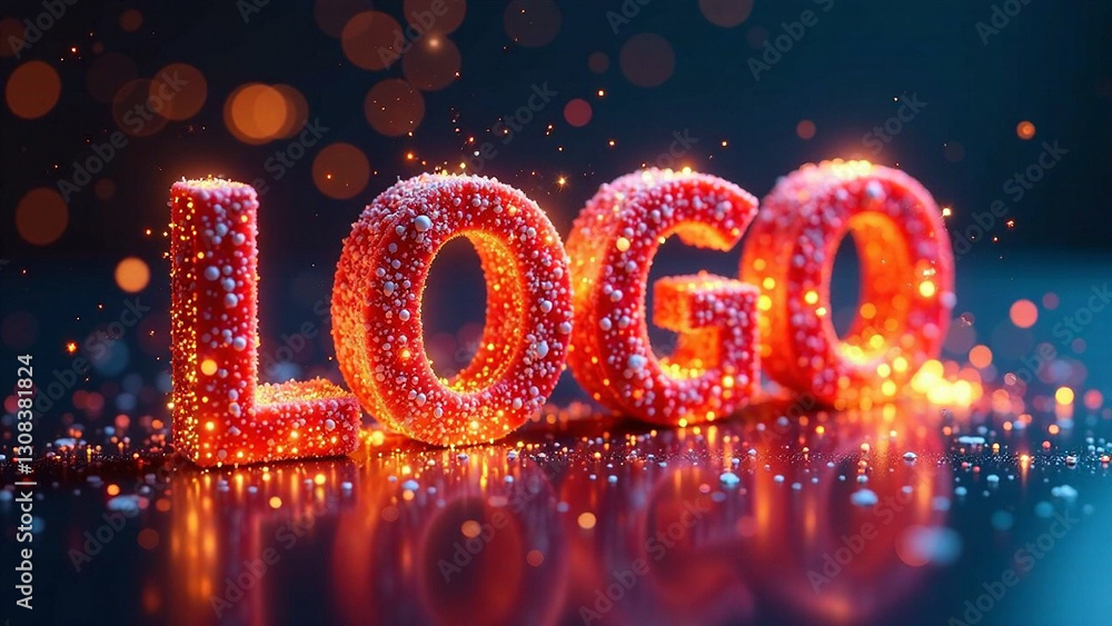 Generate an AI photo of a festive logo and text reveal, showcasing particles swirling around the text with vibrant lighting and a celebratory atmosphere. Emphasize depth and mood; style should be pro Generate an AI photo of a festive logo and text reveal, showcasing particles swirling around the text with vibrant lighting and a celebratory atmosphere. Emphasize depth and mood; style should be pro