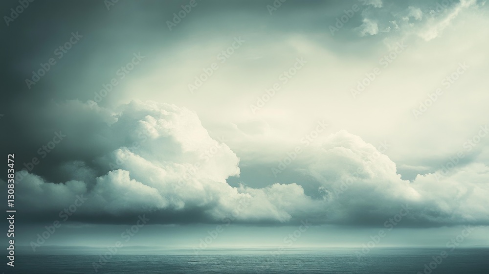 Dramatic Stormy Sky Over Tranquil Ocean Waves at Dusk Dramatic Stormy Sky Over Tranquil Ocean Waves at Dusk