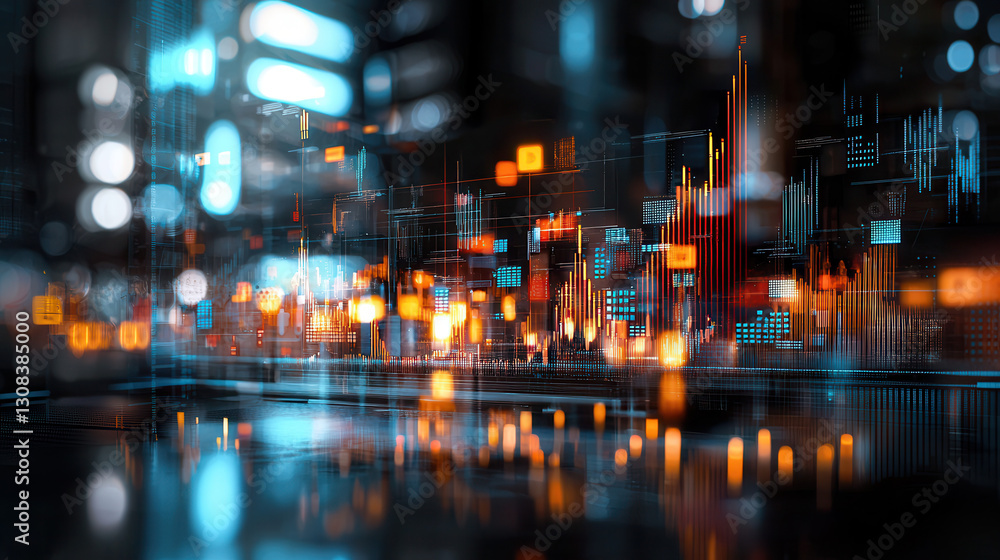 Futuristic digital dashboard with glowing data visualizations and graphs Futuristic digital dashboard with glowing data visualizations and graphs