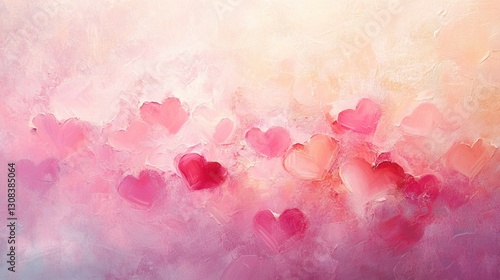 Floating hearts in soft pink hues create a dreamy atmosphere of love and warmth in a delicate abstract background Generative AI