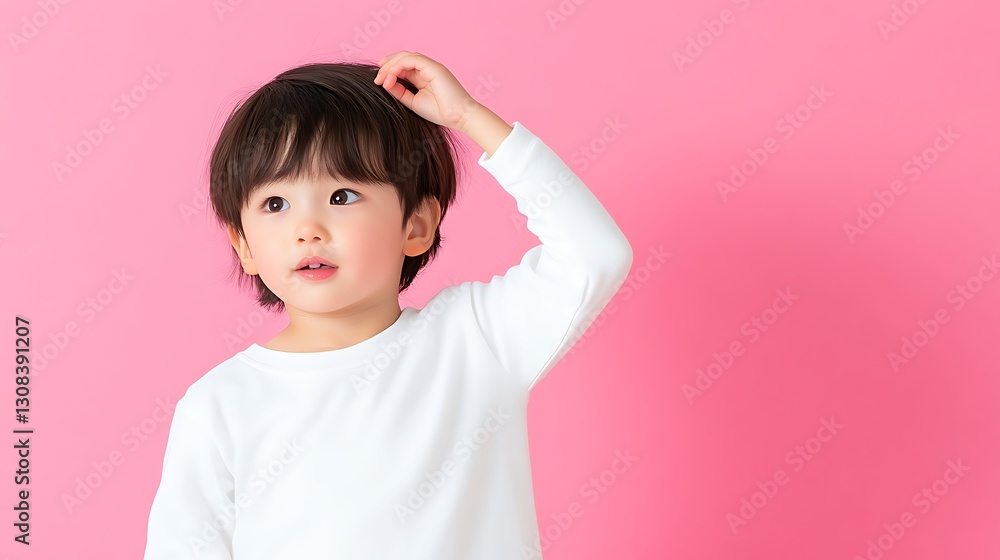 A curious child exploring the world with a playful gesture against a vibrant background A curious child exploring the world with a playful gesture against a vibrant background