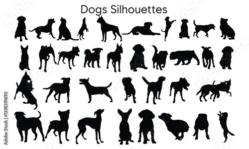 Vector silhouette of a dog on white background