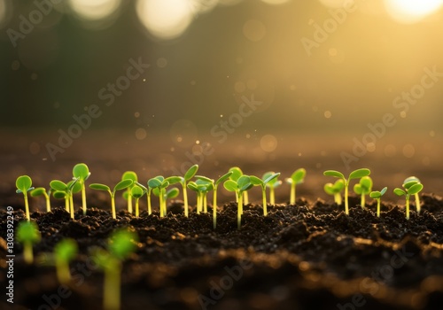 Young Seedlings Bathed in Sunlight