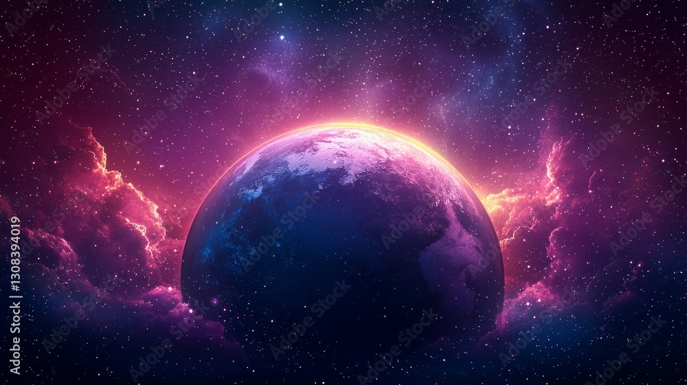 Obraz premium Earth in a Cosmic Nebula