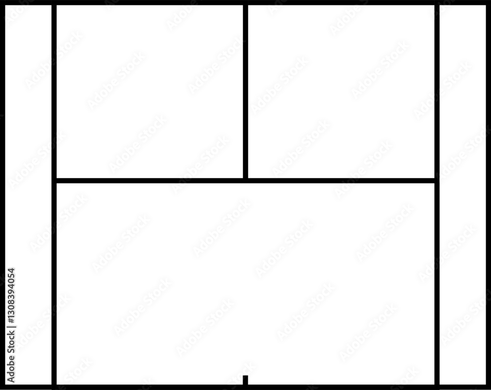 Half tennis court black line vector on white background top view Half tennis court black line vector on white background top view