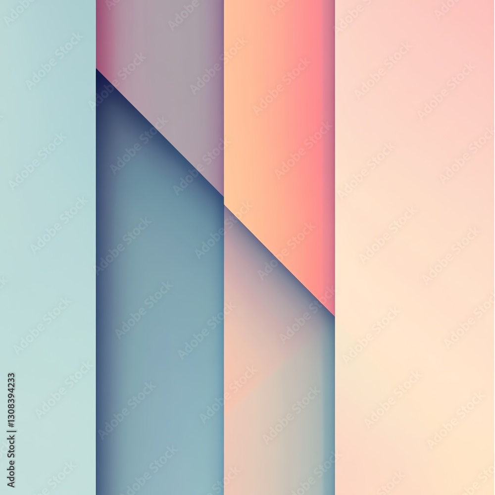 Obraz premium Minimalist abstract geometric background with subtle lines and shapes, soft pastel gradients blending with sharp angles, modern and clean aesthetic