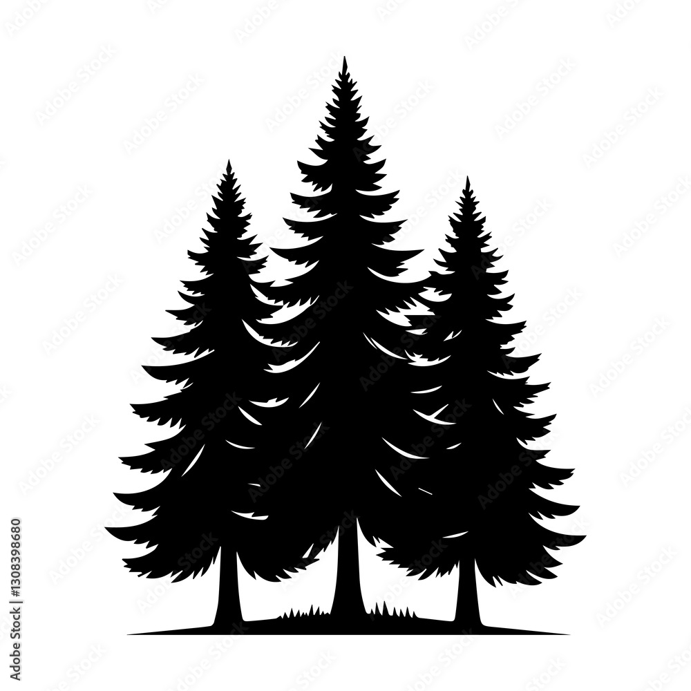 Fototapeta premium Simple Flat Pine Trees Vector Illustration & Logo Design