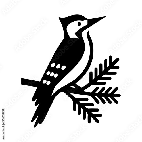 Simple Flat Woodpecker Vector Illustration & Logo Design