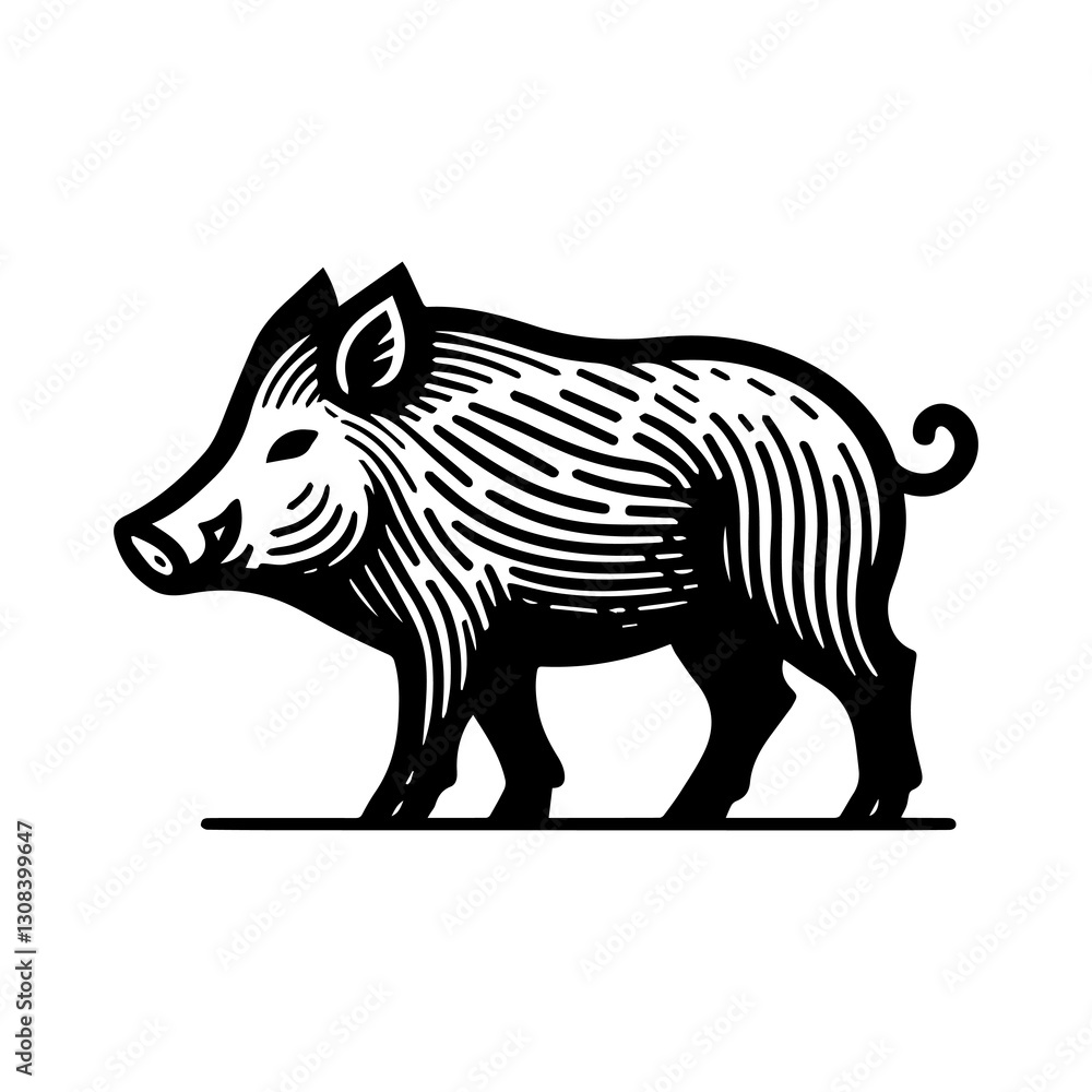 Fototapeta premium Simple Flat Wild Boar Vector Illustration & Logo Design