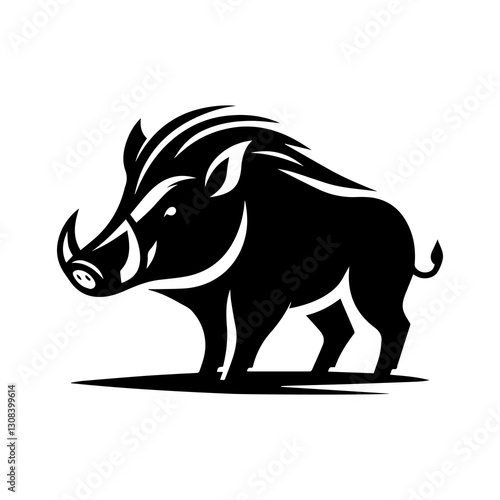 Simple Flat Wild Boar Vector Illustration & Logo Design
