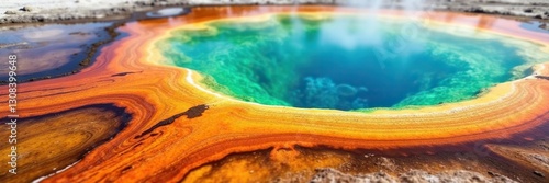Intricate details of Yellowstone's colorful alkaline pool Macro photography reveals vibrant texture , abstract, close up