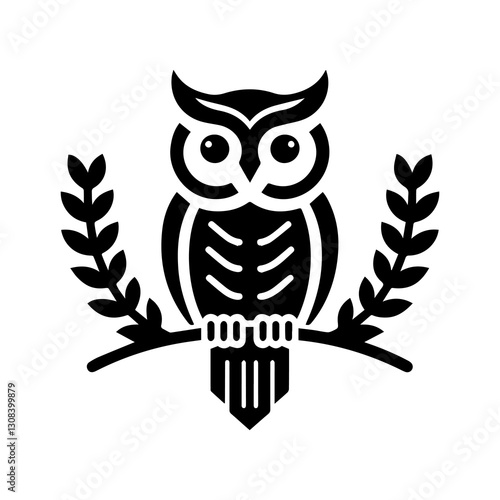 Simple Flat Owl Vector Illustration & Logo Design