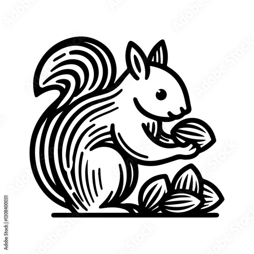 Simple Flat Squirrel Vector Illustration & Logo Design
