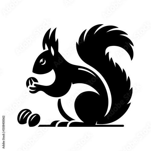 Simple Flat Squirrel Vector Illustration & Logo Design