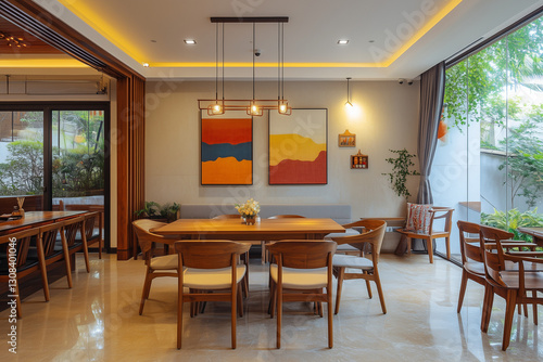 Wallpaper Mural Interior shot of dining room with contemporary design, Living room decoration with modern and luxury design, Interior design example for architect. Torontodigital.ca