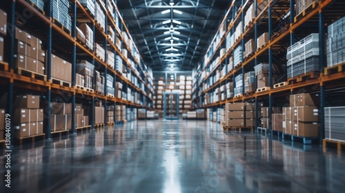Vast Warehouse Interior with Organized Storage